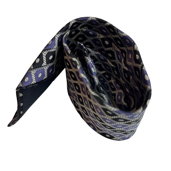 Unbranded Mens Necktie Silk Geometric Purple Black Silver Tie Classic Adjustable - Picture 3 of 5